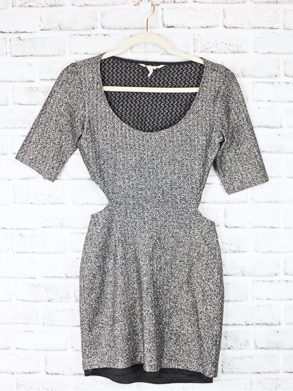 BCBGeneration Silver Bodycon Mini Dress Size XXS XS Stretch Party Club Festival